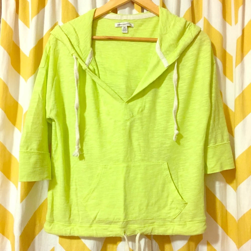 American Eagle 3/4 Sleeve Hoodie with Drawstring
